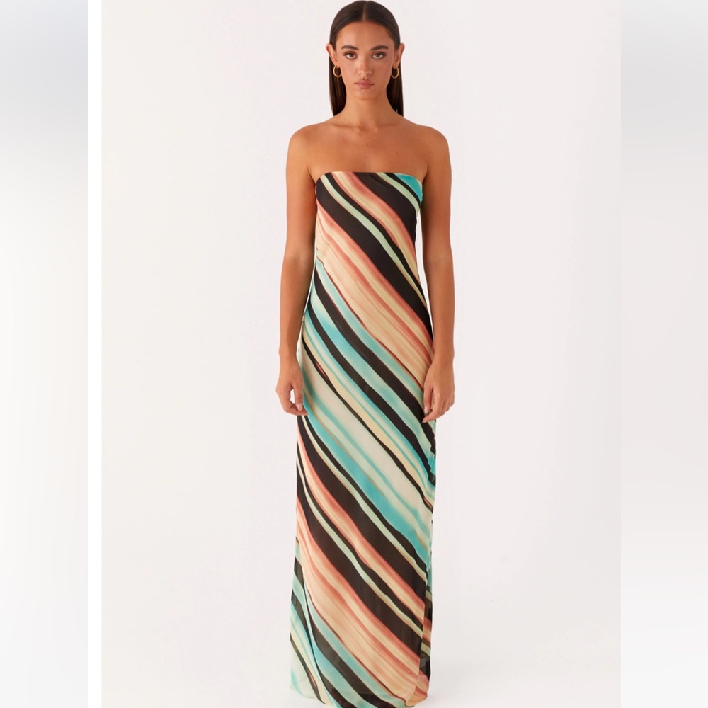Peppermayo Multicolor Strapless Maxi Dress